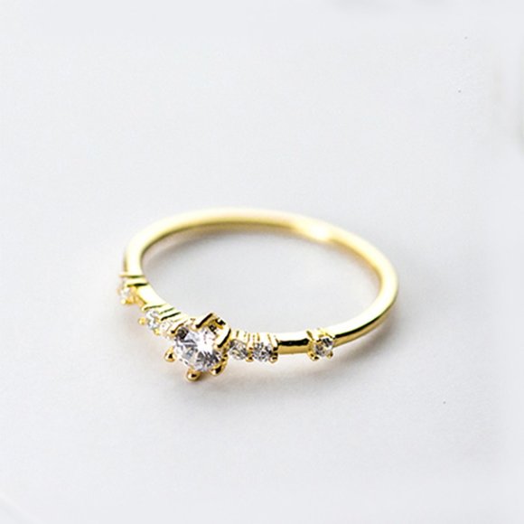 Jewelry - 3/$25 🏷️ Sterling Silver Princess Ring Cubic Zirconia Gold Vermeil Ring